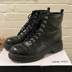 Faux scaly combat boot
